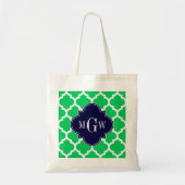 Emerald White Moroccan #5 Navy 3 Initiaal Monogram Tote Bag (Voorkant)