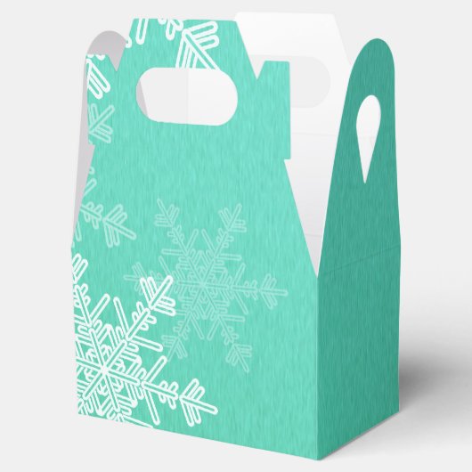 Emerald White Sneeuwvlokken Minimalistische Kerstm Bedankdoosjes (Geopend)