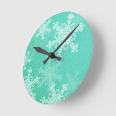 Emerald White Sneeuwvlokken Minimalistische Kerstm Ronde Klok (Hoek)