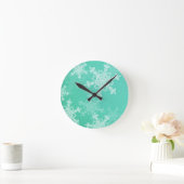 Emerald White Sneeuwvlokken Minimalistische Kerstm Ronde Klok (Huis)