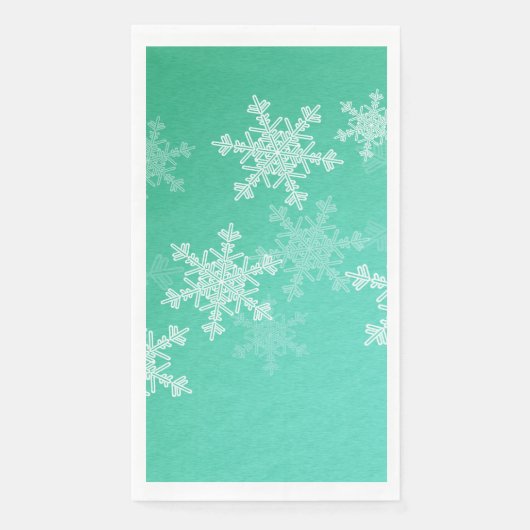 Emerald White Sneeuwvlokken Minimalistische Kerstm Servet (Voorkant)