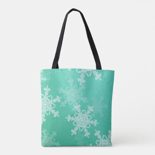 Emerald White Sneeuwvlokken Minimalistische Kerstm Tote Bag (Achterkant)