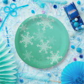 Emerald White Snowflakes Minimalistische kerstnaam Papieren Bordje (Feest)
