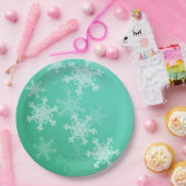 Emerald White Snowflakes Minimalistische kerstnaam Papieren Bordje (Feest)