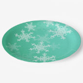 Emerald White Snowflakes Minimalistische kerstnaam Papieren Bordje (Gekanteld)