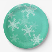 Emerald White Snowflakes Minimalistische kerstnaam Papieren Bordje (Voorkant)