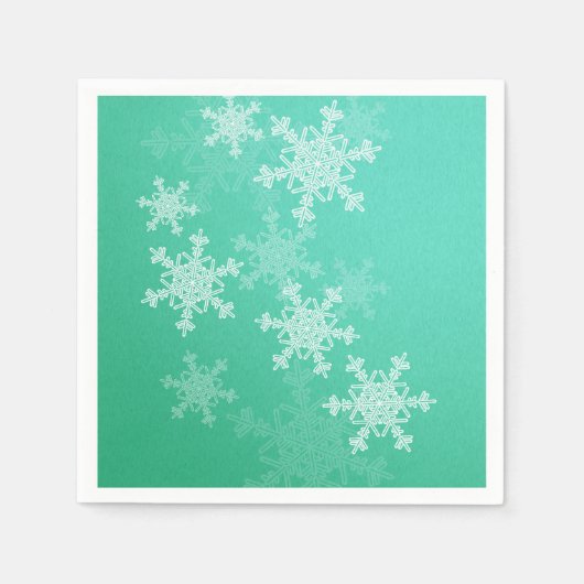Emerald White Snowflakes Minimalistische kerstnaam Servetten (Voorkant)