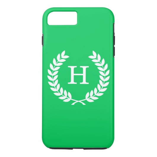 Emerald White Wheat Laurel Wreath Initiaal Monogra Case-Mate iPhone Case (Achterkant)