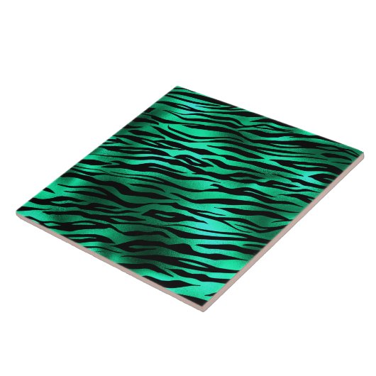 Emerald Wild Glam Zebra Stripe Tegeltje (Zijkant)