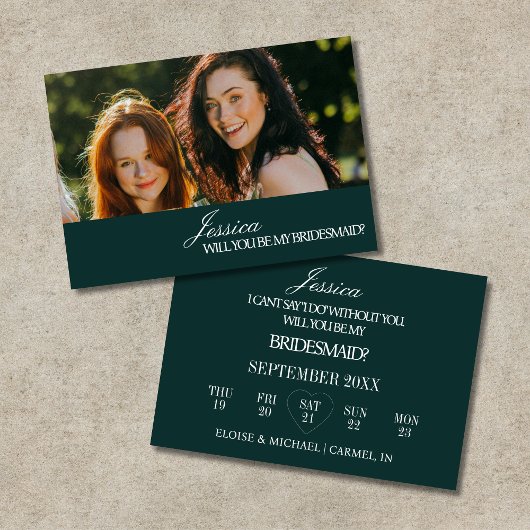 Emerald Will You Be My Bridesmaid Proposal Card Kaart