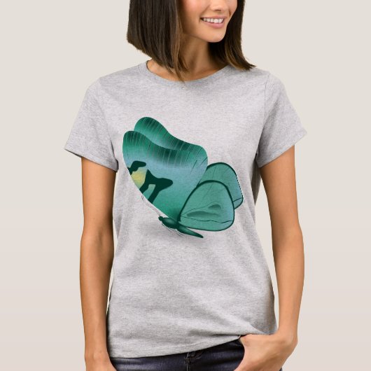  “Emerald Wings – Stylized Teal Butterfly” T-shirt (Voorkant)