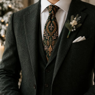 Emerald Winter Barok Luxe Trouwdag Stropdas