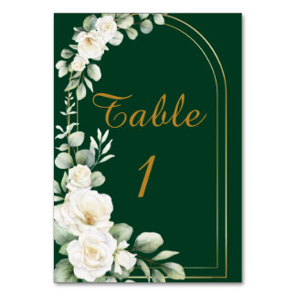 Emerald Winter Elegant Gold Floral Wedding Kaart