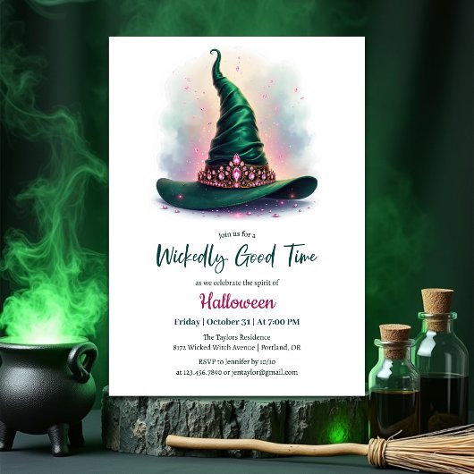 Emerald Witch Pet Wickedly Goede Tijd Halloween Kaart