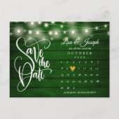 Emerald Wood String Lights Calendar Save the Date Aankondigingskaart (Voorkant)