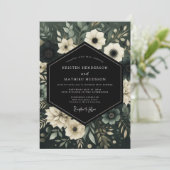 Emerald Woodland Bloom Wedding Kaart (Staand voorkant)
