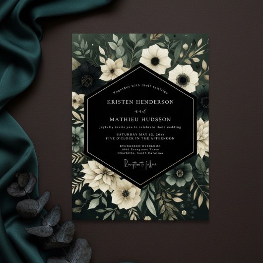 Emerald Woodland Bloom Wedding Kaart