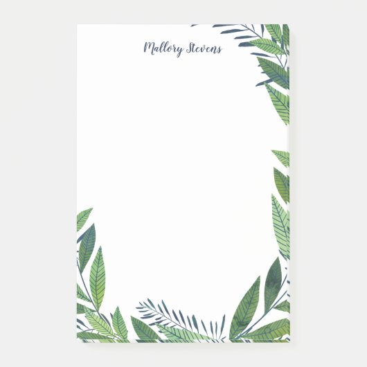 Emerald Wreath - Naam blauwe kalligrafie Post-it® Notes (Voorkant)