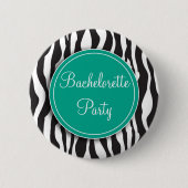 Emerald Zebra Print Bachelorette Party Button (Voorkant)