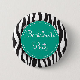 Emerald Zebra Print Bachelorette Party Button