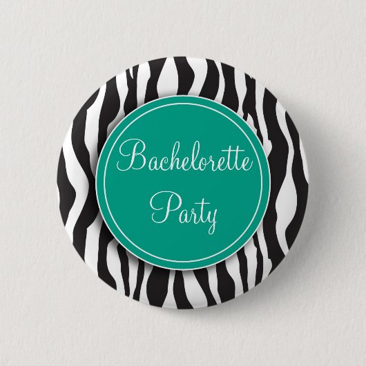 Emerald Zebra Print Bachelorette Party Button (Voorkant)