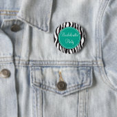 Emerald Zebra Print Bachelorette Party Button (In situ)