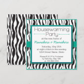 Emerald Zebra Print Housewarming Party uitnodiging (Voorkant / Achterkant)