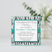 Emerald Zebra Print Housewarming Party uitnodiging (Staand voorkant)