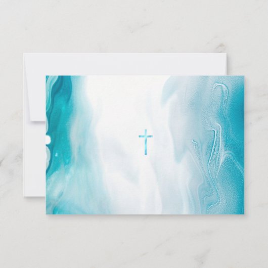 Emerald Zee Blauw Orthodoxe Christelijke Doop Bedankkaart (Achterkant)