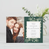 Emeraldgroen Botanisch Goud Trouwen Kaart (Staand voorkant)