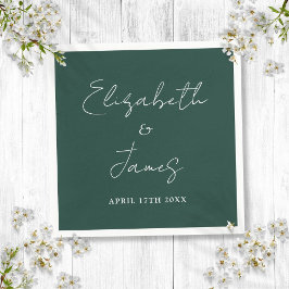 Emeraldgroen modern minimalistisch script bruiloft servet