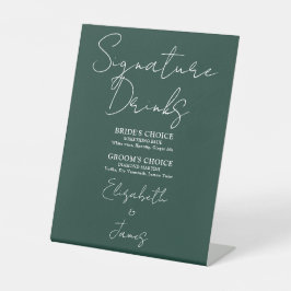 Emeraldgroene Minimalistische Script Handtekening Reclamebord Met Voetstuk