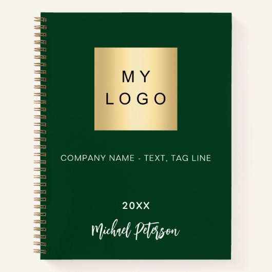 Emeraldgroene naam script zakelijk logo notitieboek (Voorkant)