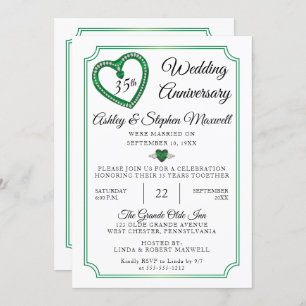 Emeralds Diamonds 35th Wedding Jubileum Party Kaart