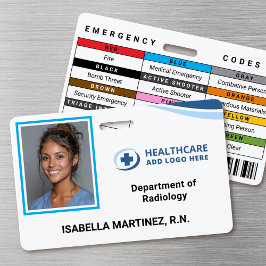 Emergency Codes Hospital Nurse Photo ID Badge
