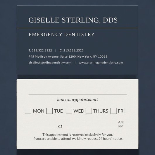 Emergency Dentistry Office Appointment Reminder Visitekaartje