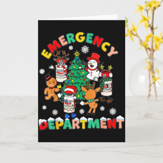 Emergency Department Christmas Santa Er Crew Nurse Kaart (Gele Bloem)