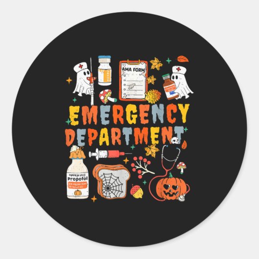 Emergency Department Funny Er Nurse Halloween Soky Ronde Sticker (Voorkant)