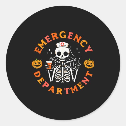 Emergency Department Funny Halloween Er Nurse Wome Ronde Sticker (Voorkant)