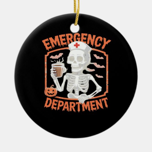 Emergency Department Funny Halloween Nurse Essenti Keramisch Ornament (Voorkant)