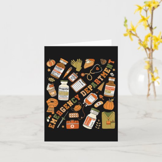 Emergency Department Herfst Halloween Er Nurse Eme Kaart (Gele Bloem)