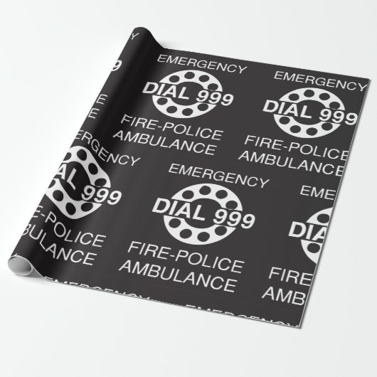 Emergency Dial 999 Sign Fire Police Ambulance Cadeaupapier (Uitgerold)