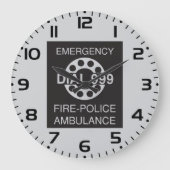Emergency Dial 999 Sign Fire Police Ambulance Grote Klok (Voorkant)