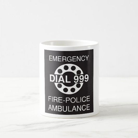 Emergency Dial 999 Sign Fire Police Ambulance Koffiemok