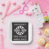 Emergency Dial 999 Sign Fire Police Ambulance Papieren Bordje (Feest)