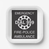 Emergency Dial 999 Sign Fire Police Ambulance Papieren Bordje (Voorkant)