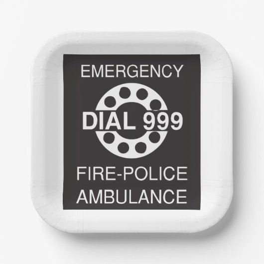 Emergency Dial 999 Sign Fire Police Ambulance Papieren Bordje (Voorkant)