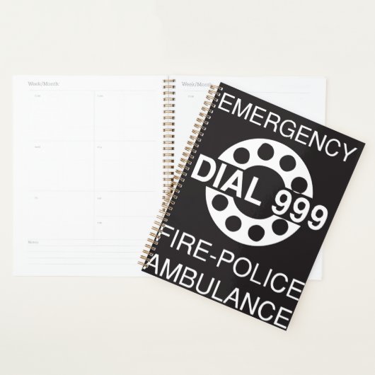 Emergency Dial 999 Sign Fire Police Ambulance Planner (Display)