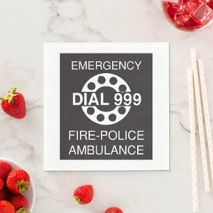 Emergency Dial 999 Sign Fire Police Ambulance Servet