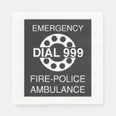Emergency Dial 999 Sign Fire Police Ambulance Servet (Voorkant)